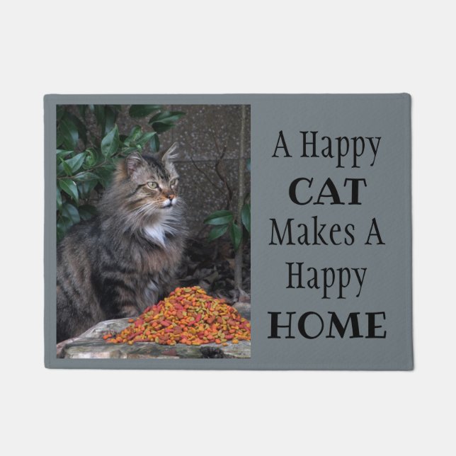 A Happy Cat Makes Happy Home Doormat (Front)