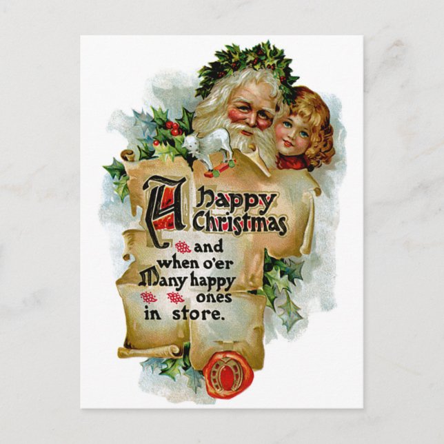 A Happy Christmas Holiday Postcard (Front)