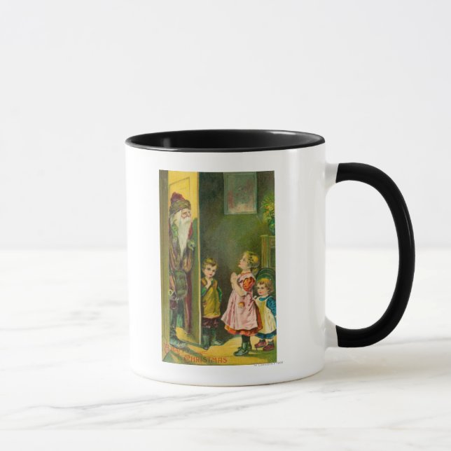 A Happy Christmas Kids Letting Santa In Mug (Right)
