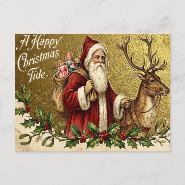 A Happy Christmas Tide Holiday Postcard (Front)