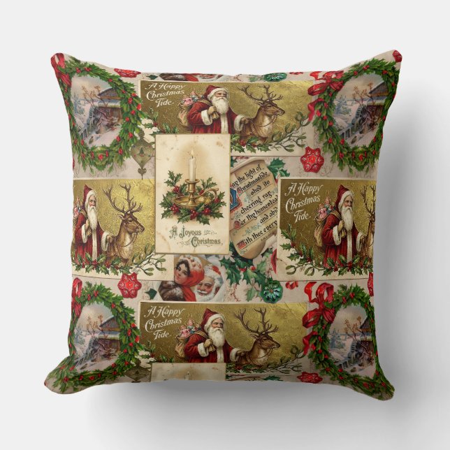 A Happy Christmas Tide Throw Pillow (Front)