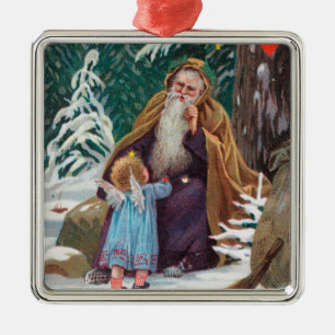 A Happy Christmas Time Father Christmas with Metal Ornament