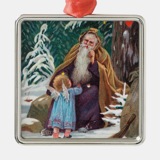 A Happy Christmas Time Father Christmas with Metal Ornament (Front)
