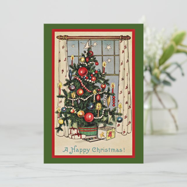 A Happy Christmas, vintage illustration, Card (Standing Front)
