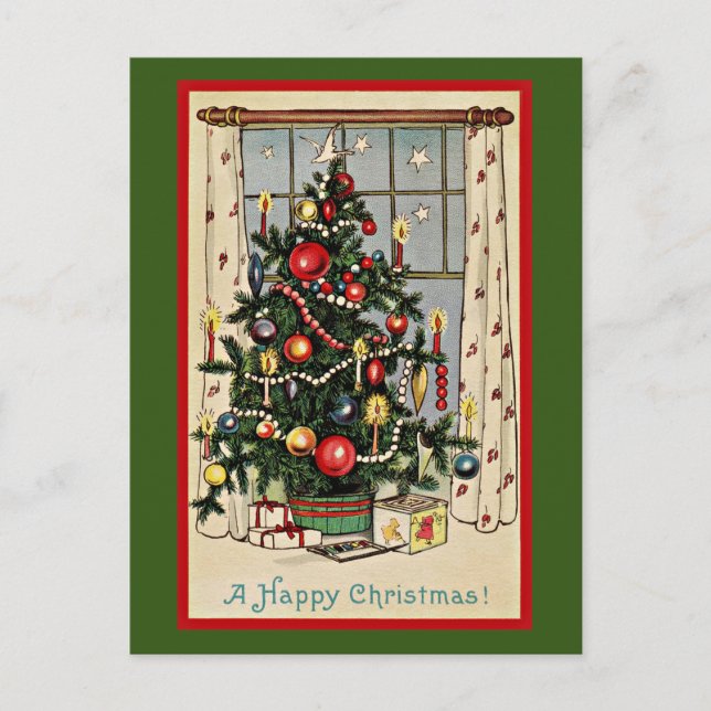 A Happy Christmas, vintage illustration, Postcard (Front)
