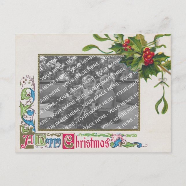 "A Happy Christmas" Vintage Photo Frame Postcard (Front)