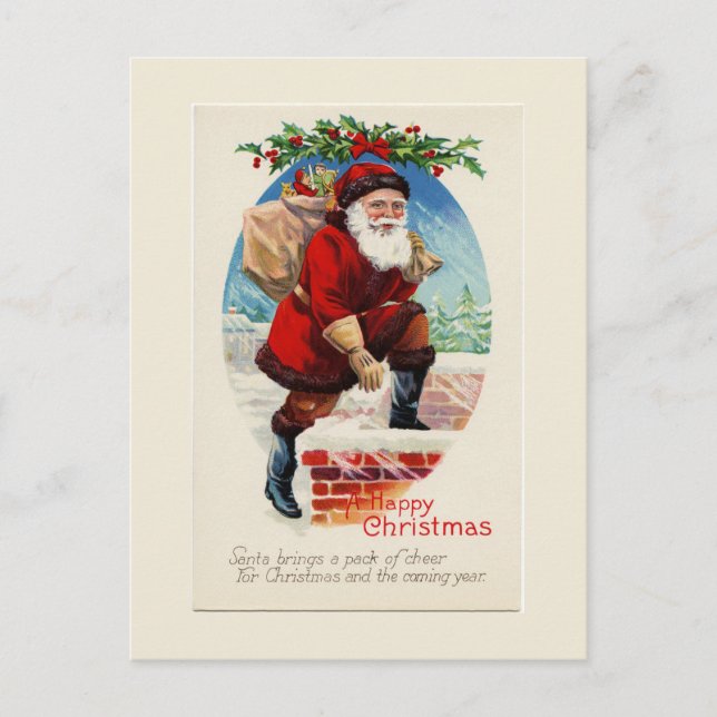 A Happy Christmas Vintage Santa Postcard (Front)
