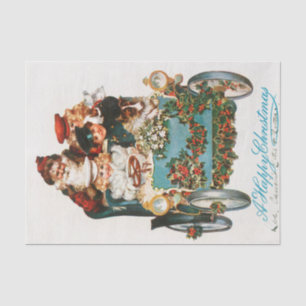 A Happy ChristmasSanta Claus and Kids Driving Car Tissue Paper