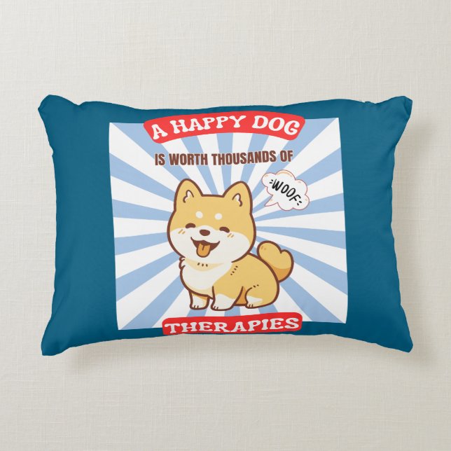 A Happy Dog Shiba cute dog Accent Pillow (Front)