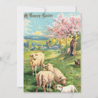 A Happy Easter lambs greeting card