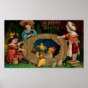 A Happy Easter Vintage Easter Poster