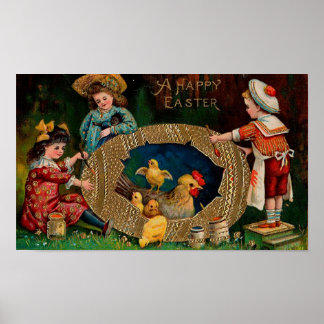 A Happy Easter Vintage Easter Poster
