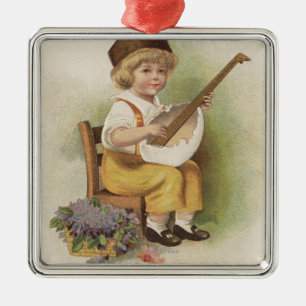 A Happy EasterBoy with Egg Shell Guitar Metal Ornament