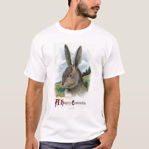 A Happy EastertideGray Rabbit Scene T-Shirt