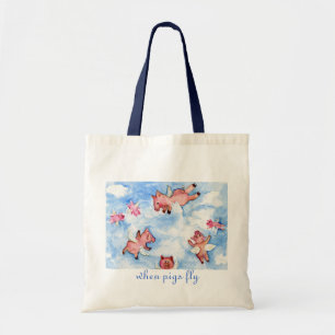 a Happy Herd of Flying Pigs Tote Bag