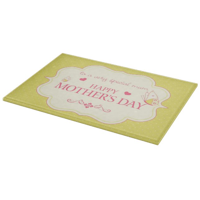 A Happy Mother's Day Greeting Card Cutting Board (Corner)