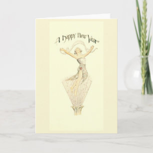 A Happy New Year Girl Holiday Card