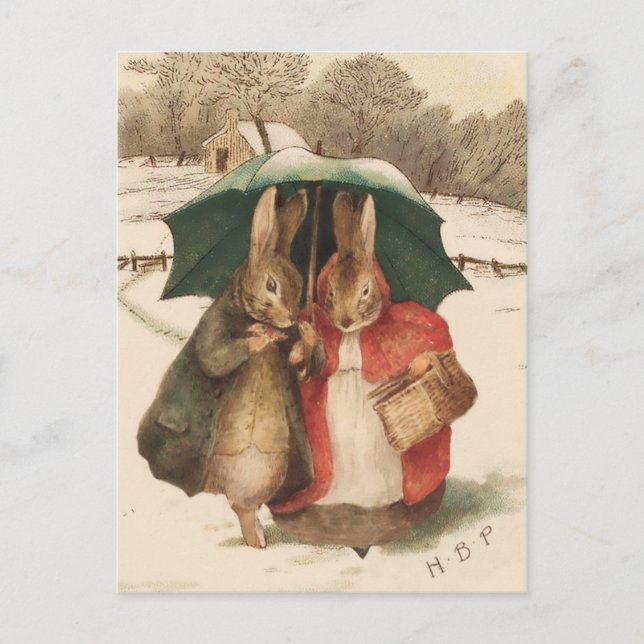 “A Happy Pair” by Beatrix Potter Postcard (Front)