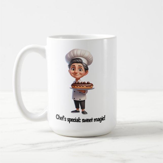 A Happy Pastry Chef Posing for the Camera Coffee Mug (Left)