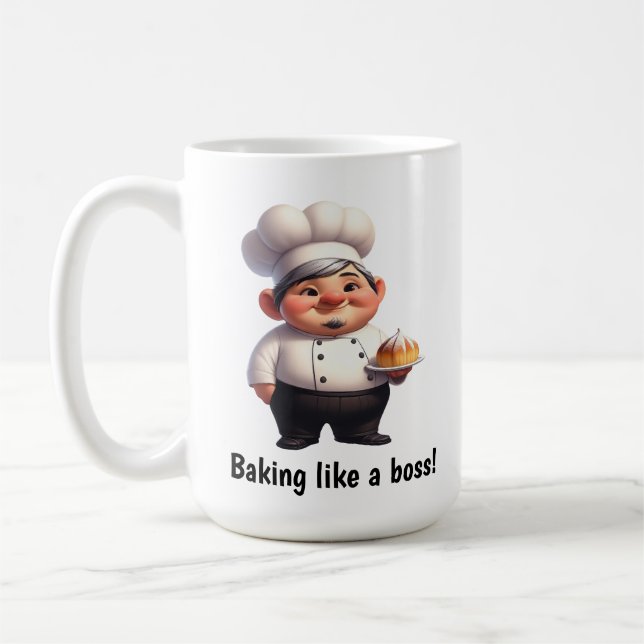 A Happy Pastry Chef Posing for the Camera Coffee Mug (Left)