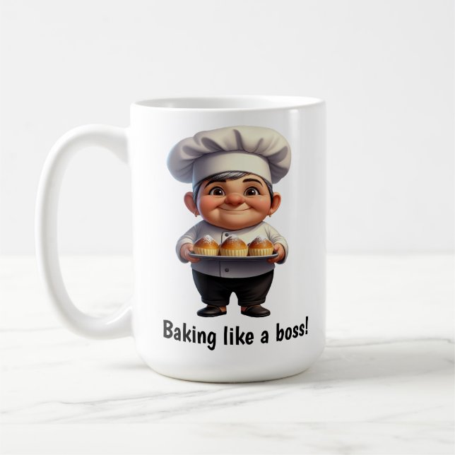 A Happy Pastry Chef Posing for the Camera Coffee Mug (Left)