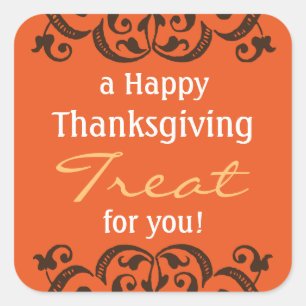 a Happy Thanksgiving Treat v2 Square Sticker