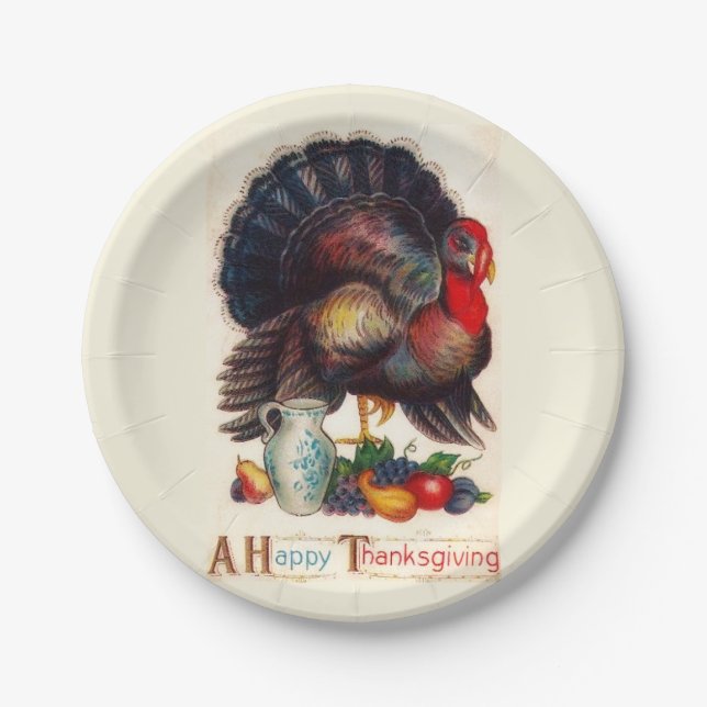 A Happy Thanksgiving Turkey Paper Plates (Front)