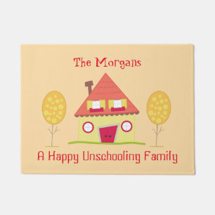 A Happy Unschooling Family Yellow House Welcome Doormat