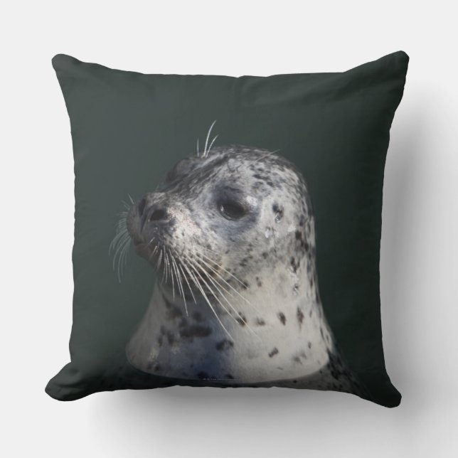 A harbour seal throw pillow (Front)