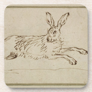 A Hare Running, With Ears Pricked (pen & ink on pa Coaster