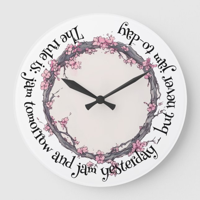 A Hare's Spring in the Cherry Blossom Grove Large Clock (Front)