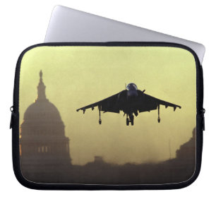 A Harrier jet landing on the Mall at dawn with Laptop Sleeve