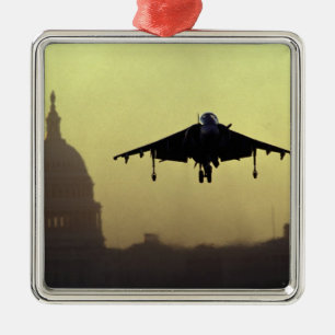 A Harrier jet landing on the Mall at dawn with Metal Ornament