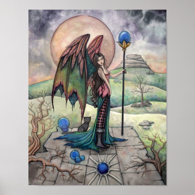 A Harvest Moon Gothic Fantasy Fairy Art Poster (Front)