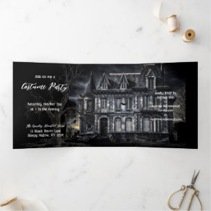 A Haunted Evening Halloween Party Tri-Fold Invitation