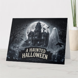 A Haunted Halloween Vintage Gothic Illustration Card