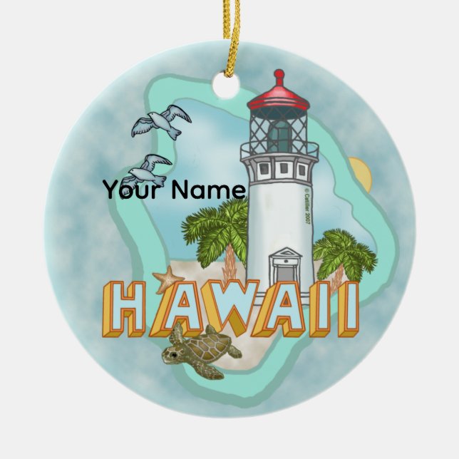 A Hawaii Lighthouse Ceramic Ornament (Front)