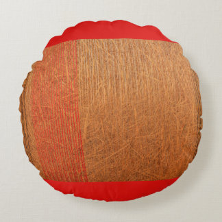 a hay cylindrical bale on Round Throw Pillow