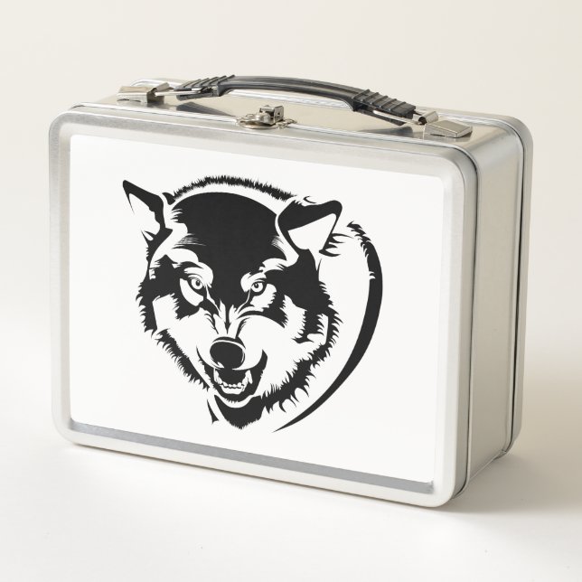 A Head of a Wolf Metal Lunch Box (Front)