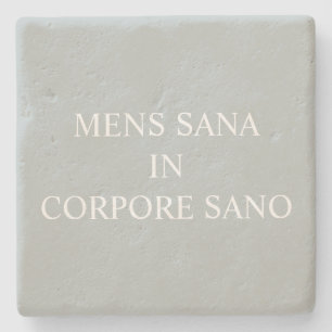 A Healthy Mind In A Healthy Body Latin Grey Stone Coaster