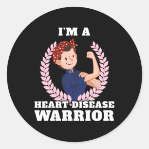 A Heart Disease Warrior Heart Disease Awareness  Classic Round Sticker