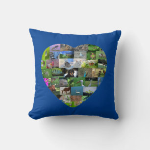 A heart for animals  -  in blue throw pillow