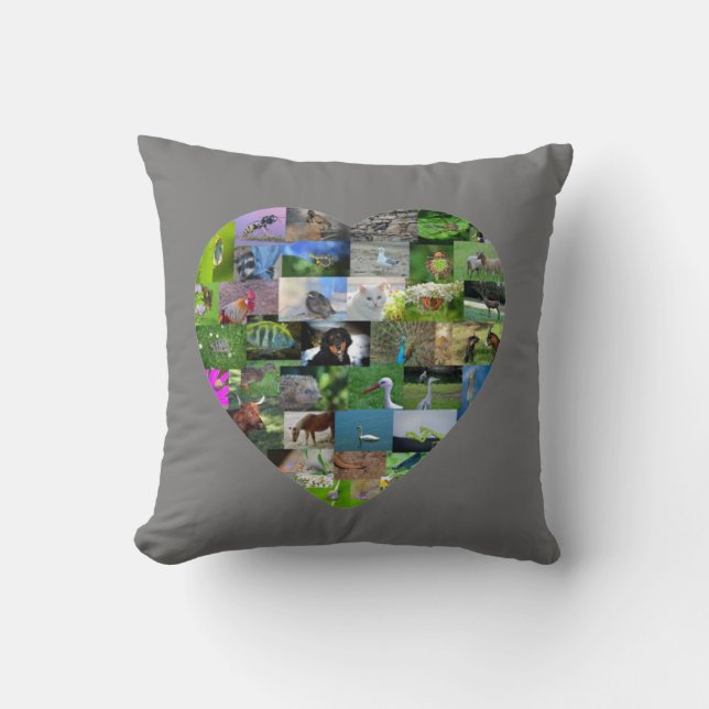A heart for animals  -  in grey throw pillow (Front)