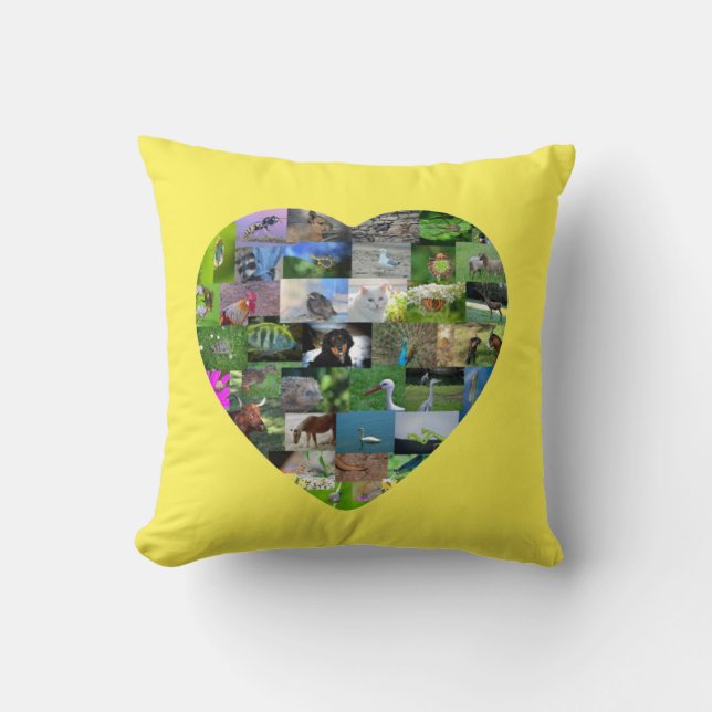 A heart for animals  -  in yellow throw pillow (Front)