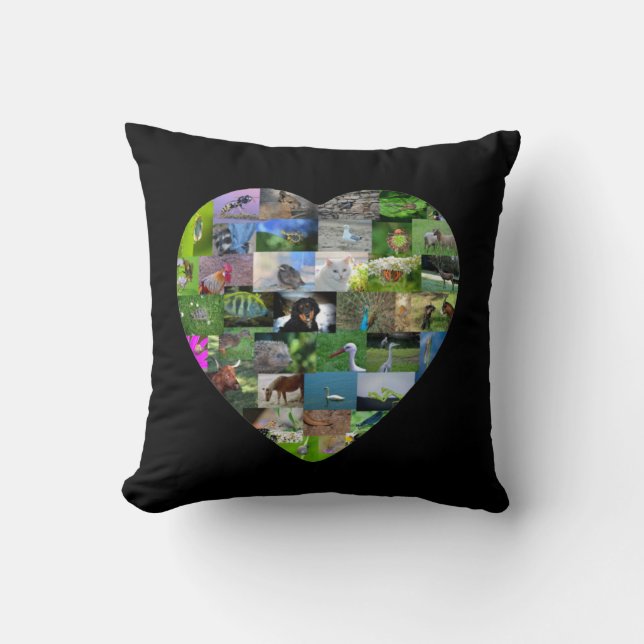 A heart for animals throw pillow (Front)