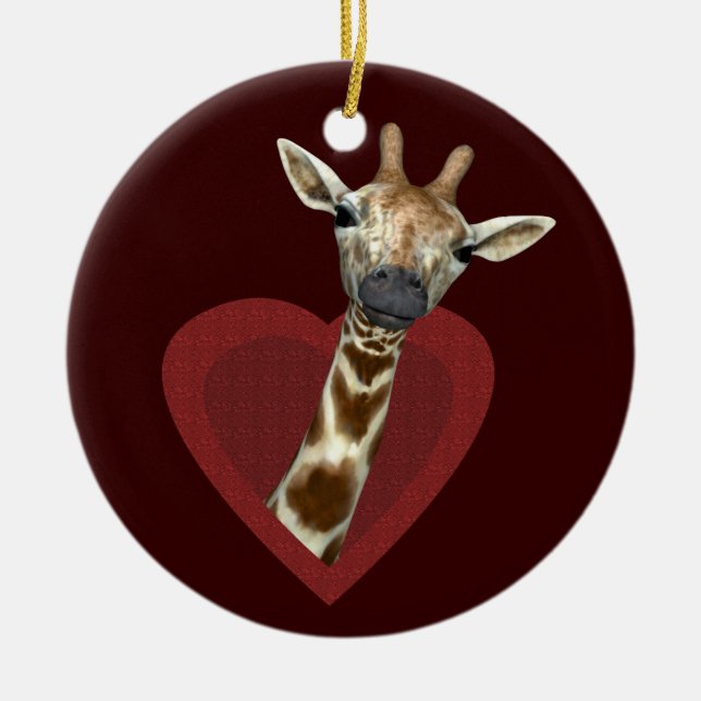 A Heart For Giraffes Ceramic Ornament (Front)