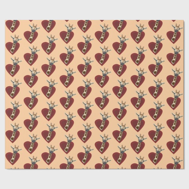 A Heart For Giraffes Wrapping Paper (Seam)