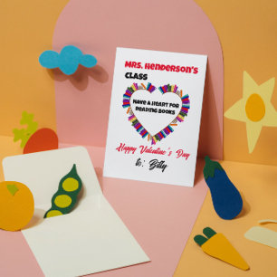 A Heart For Reading Teacher's Class Valentine Card