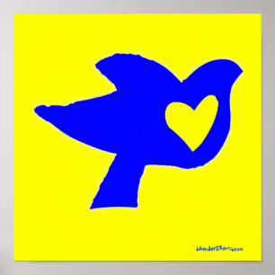 a heart for Ukraine in Yellow Poster