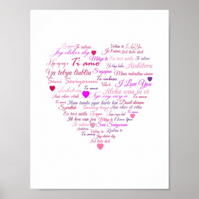 A Heart Made of Words  "I Love You" Poster (Front)